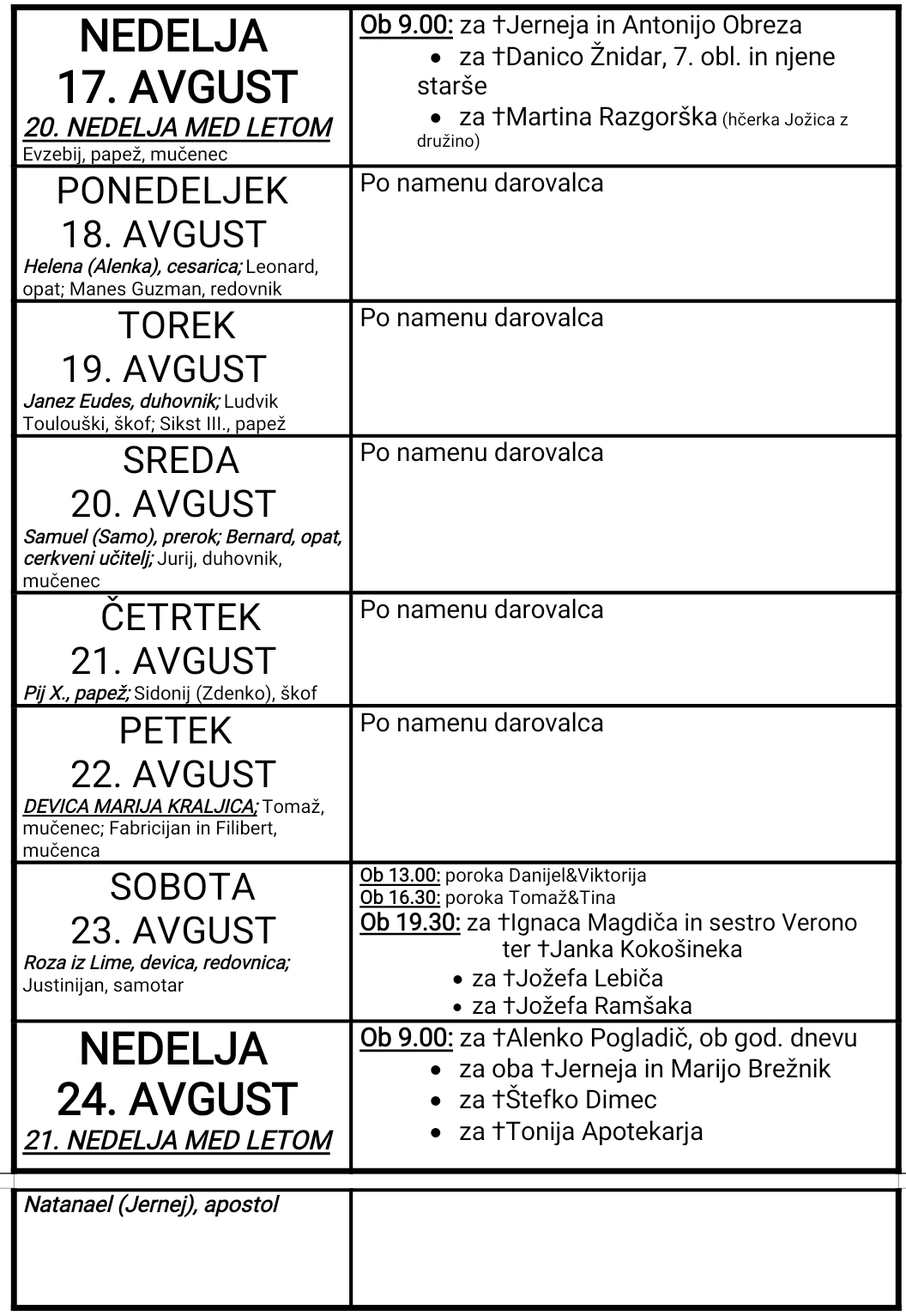 OZNANILA 17 08 2025