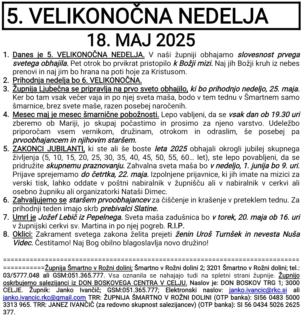 OZNANILA 18 05 2025 2