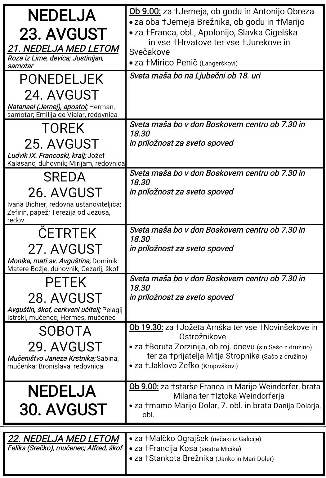 OZNANILA 23 08 2026