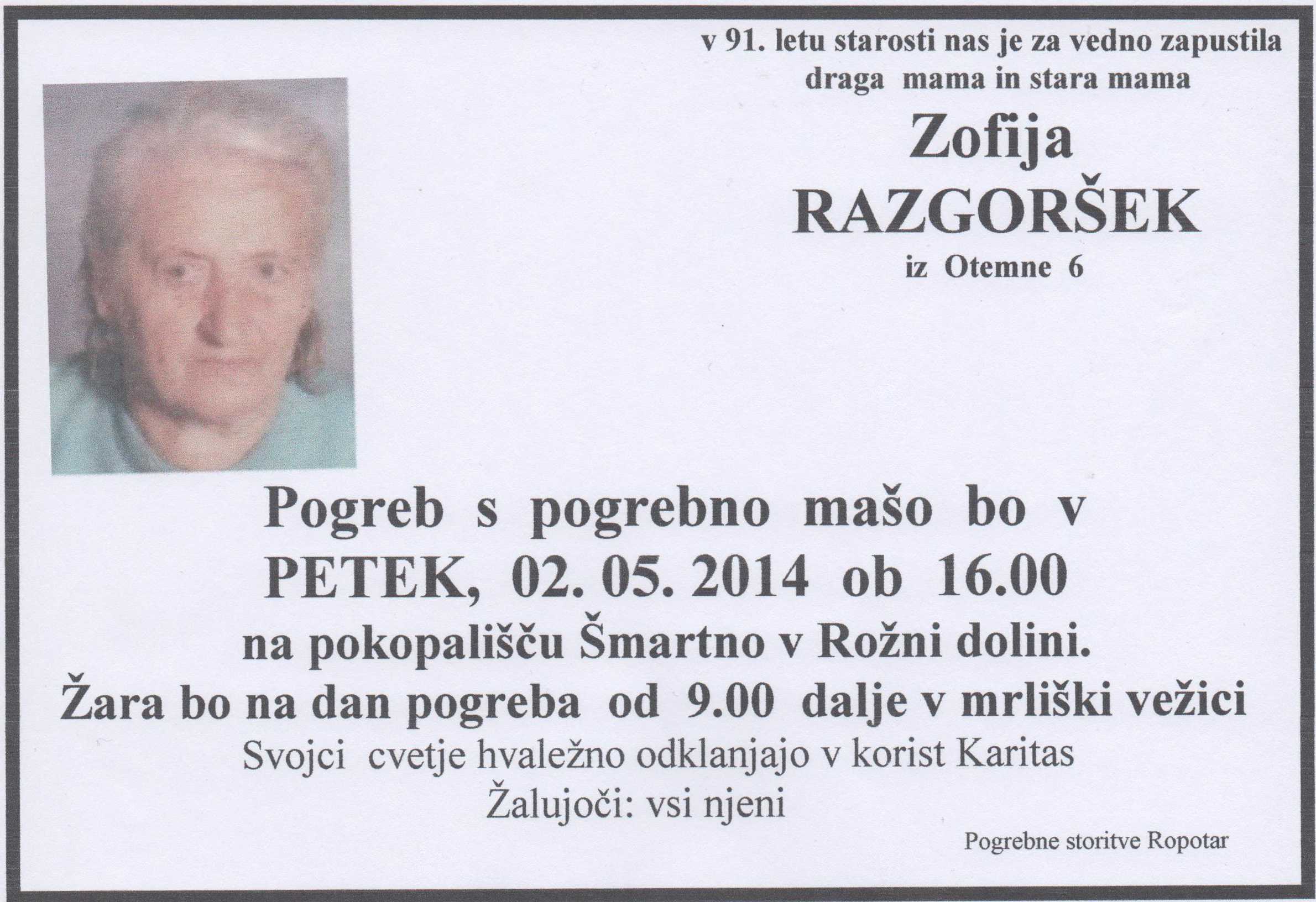 Zofija RAZGORSEK